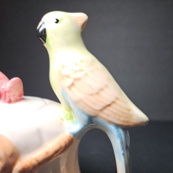 Vintage Ceramic Majolica Style Teapot With Cockatoo Bird Handle - Picture 8 of 8